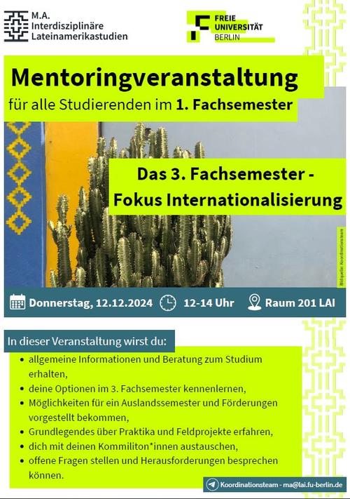 Mentoringveranstaltung "Das 3. Fachsemester - Fokus Internationalisierung" am 12.12.2024